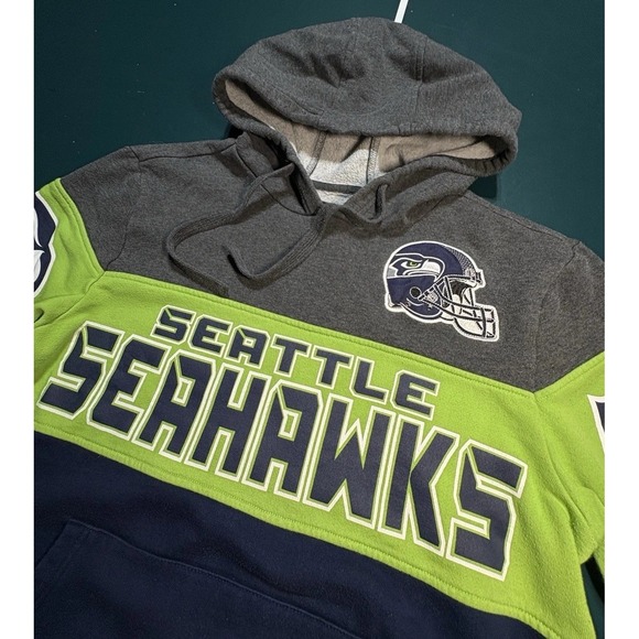 Vintage Starter Seattle Seahawks Hoodie Sweatshirt Men's Small Colorblock Blue - Picture 3 of 11